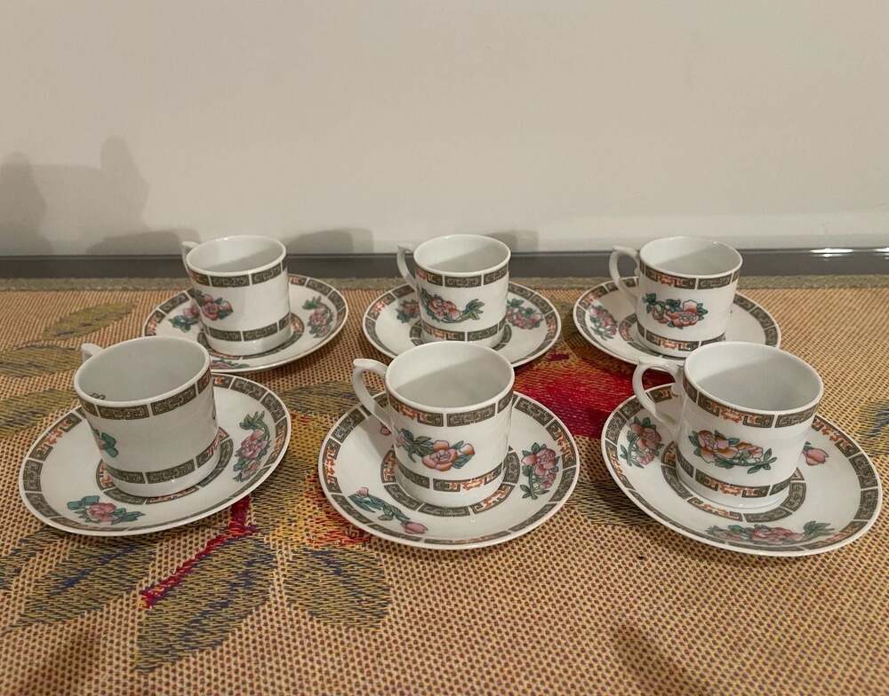 Vista Alegre Portugal Floral Demitasse Cup and Saucer Set of 6